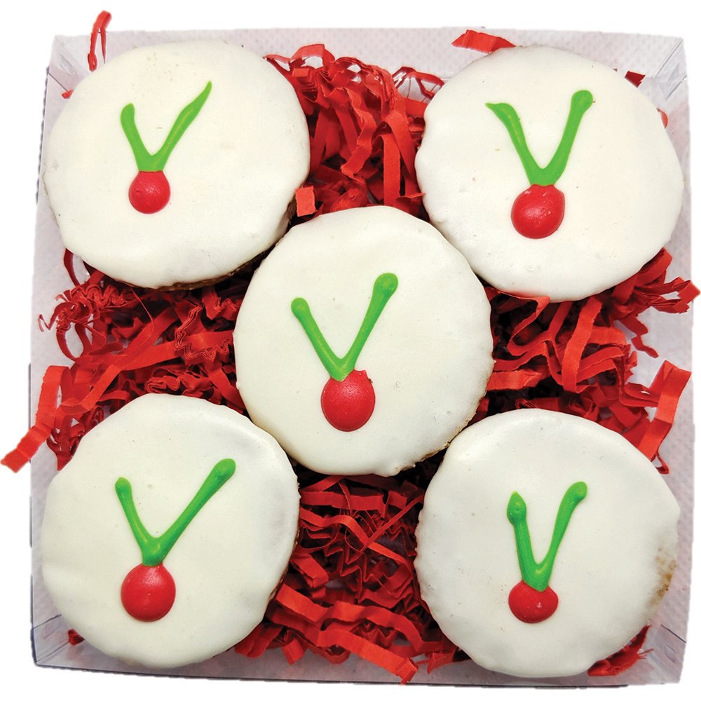 Huds and Toke CHRISTMAS HOLLY COOKIES GIFT BOX 5pk - 4.5cm - Click to enlarge