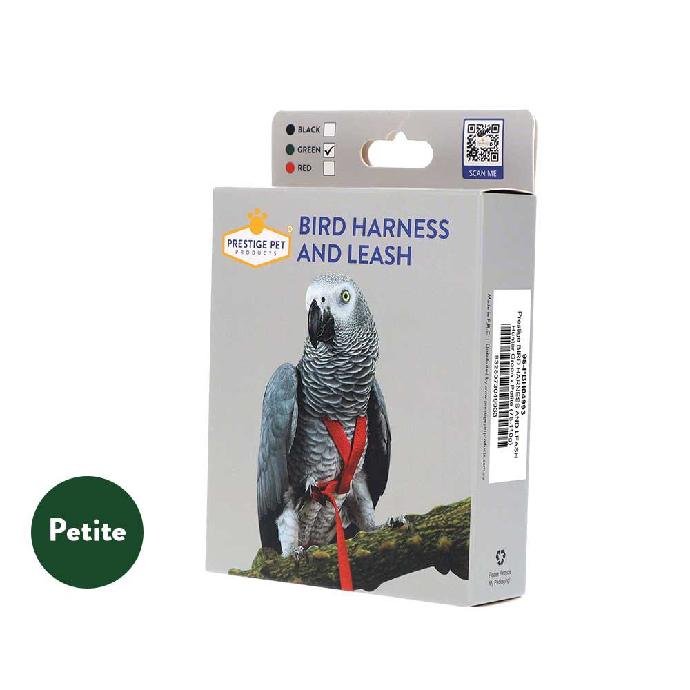 Prestige BIRD HARNESS AND LEASH Hunter Green - Petite (75-110g)
