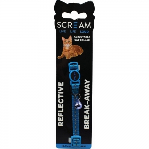 Scream REFLECTIVE ADJ. NYLON CAT COLLAR Loud Blue 1x19-31cm - Click for more info