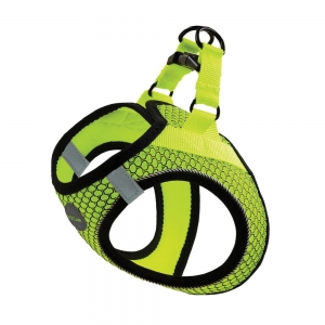 Scream SMALL DOG QUICK FIT REFLECTIVE DOG HARNESS Loud Green 34-36cm (XS)