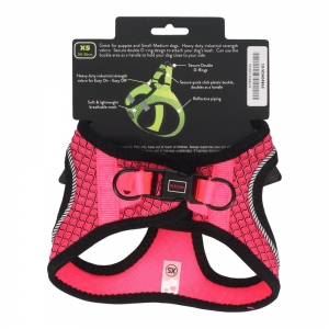 Scream SMALL DOG QUICK FIT REFLECTIVE DOG HARNESS Loud Pink 34-36cm (XS)