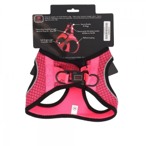 Scream SMALL DOG QUICK FIT REFLECTIVE DOG HARNESS Loud Pink 41-45cm (M)