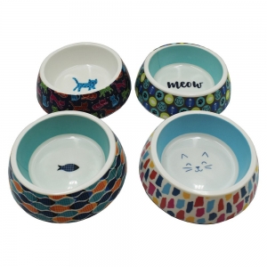 Simply Cat DOUBLE WALL PRINTED PATTERN MELAMINE CAT BOWL (CARTON OF 48) - Click for more info