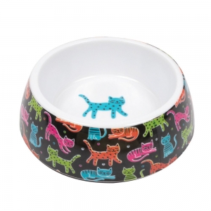 Simply Cat DOUBLE WALL PRINTED PATTERN MELAMINE CAT BOWL (CARTON OF 48)