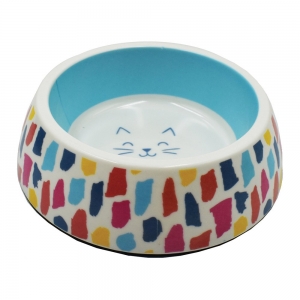 Simply Cat DOUBLE WALL PRINTED PATTERN MELAMINE CAT BOWL (CARTON OF 48)