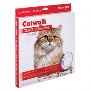 Pet-Tek GLASS FITTING ORIGINAL CAT DOOR - Clear 27cm dia.