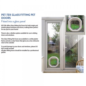 Pet-Tek GLASS FITTING DOG DOOR SLIMLINE - White 41.5x43cm