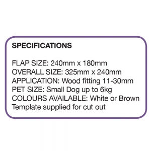 Pet-Tek WOOD FITTING SMALL DOG DOOR SLIMLINE - White 32.5x24cm