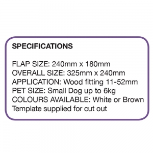 Pet-Tek WOOD FITTING SMALL DOG DOOR W/TUNNEL - White 32.5x24cm