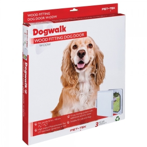 Pet-Tek WOOD FITTING MEDIUM DOG DOOR SLIMLINE - White 40x35cm