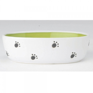 Petrageous SILLY KITTY BOWL OVAL LIME 16cm