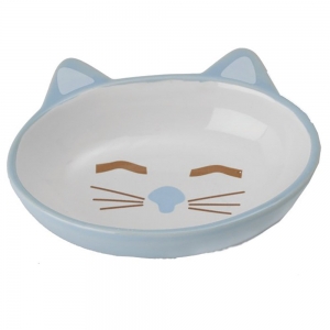 Petrageous HERE KITTY CAT BOWL OVAL Blue 13cm
