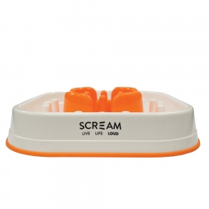 Scream SLOW FEED INTERACTIVE DOG BOWL Loud Orange 28x28x7cm