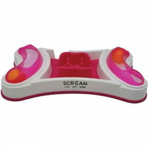 Scream 2-in-1 INTERACTIVE CAT BOWL Loud Pink 32.5x19.5cm
