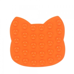 Scream LICK ENRICHMENT MAT SUCTION BASE - CAT FACE Loud Orange 18x17cm