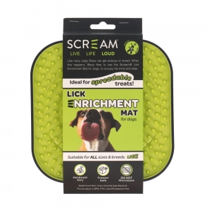 Scream LICK ENRICHMENT MAT FOR CRATE/CAGE - SQUARE Loud Green 18x18cm