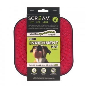 Scream LICK ENRICHMENT MAT FOR CRATE/CAGE - SQUARE Loud Pink 18x18cm