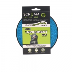 Scream LICK ENRICHMENT MAT FOR CRATE/CAGE - ROUND Loud Blue 15x3.9cm