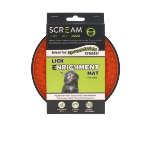 Scream LICK ENRICHMENT MAT FOR CRATE/CAGE - ROUND Loud Orange 15x3.9cm