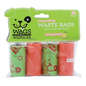Wags & Wiggles WASTE BAGS 4pk - Pineapple Scent