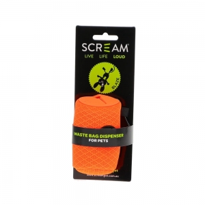Scream PET WASTE BAG DISPENSER w/CLIP (NO BAG) Loud Orange 4.5x8cm