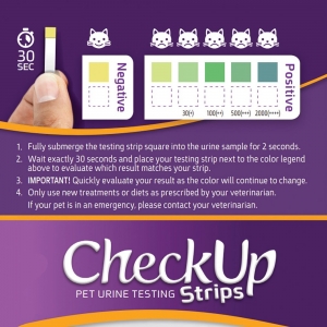 CheckUp DOG AND CAT URINE TESTING STRIPS FOR DETECTION OF KIDNEY CONDITION 50pk