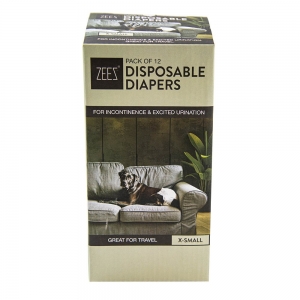 ZEEZ DISPOSABLE DOG DIAPERS X-Small - 12pk (Waist 28-40cm) - Click for more info