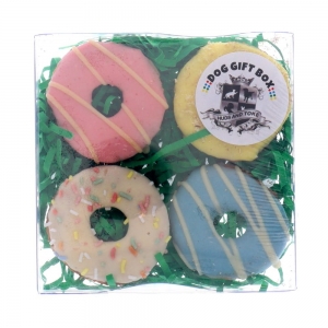 Huds and Toke LITTLE DOGGY DONUT GIFT BOX 4pk (Assorted Sizes) - Click for more info