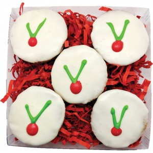 Huds and Toke CHRISTMAS HOLLY COOKIES GIFT BOX 5pk - 4.5cm - Click for more info