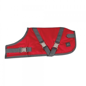 ZEEZ SUPREME DOG COAT Size 10 (25cm) Ruby Red/ Grey - Click for more info