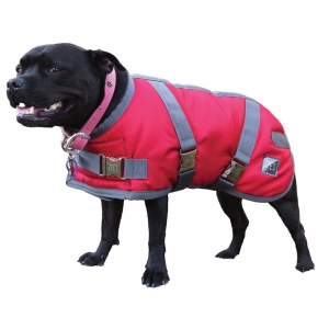 ZEEZ SUPREME DOG COAT Size 10 (25cm) Ruby Red/ Grey