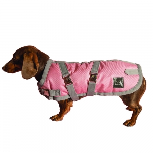 ZEEZ SUPREME DACHSHUND DOG COAT Size 15 (38cm) Flamingo Pink/ Grey