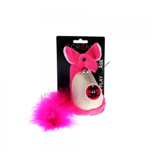 Scream FATTY MOUSE CAT TOY Loud Pink 13cm