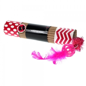 Scream CARDBOARD ROLLER CAT TOY Loud Pink 24cm - Click for more info