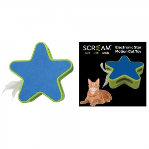 Scream ELECTRONIC STAR MOTION CAT TOY Loud Green & Blue 19x5cm