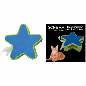 Scream ELECTRONIC STAR MOTION CAT TOY Loud Green & Blue 19x5cm