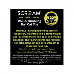 Scream ROLL-O TUMBLING BALL CAT TOY Loud Pink & Orange 21cm