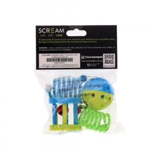 Scream VARIETY PACK CAT TOYS Loud Blue and Green - 4pk
