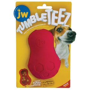 JW TUMBLE TEEZ DOG TREAT PUZZLER TOY Medium - Red 11x7.3cm