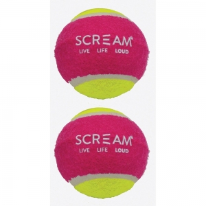 Scream TENNIS BALL Loud Green & Pink 2pk - Medium 6.5cm