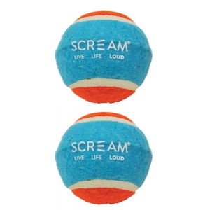 Scream TENNIS BALL Loud Blue & Orange 2pk - Medium 6.5cm