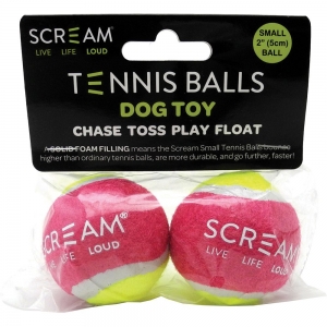 Scream TENNIS BALL Loud Green & Pink 2pk - Small 5cm - Click for more info