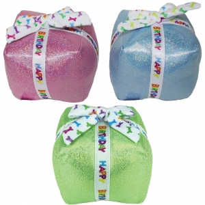 Multipet BIRTHDAY PRESENT DOG TOY 14cm (Assorted Colours)