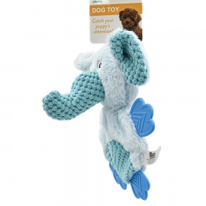PuppyPlay CRINKLE TEETHER PUPPY AND SMALL DOG TOY - Blue Elephant 20cm