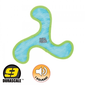DuraForce BOOMERANG Tiger Blue/Green 26cm - Tuff Scale 9 (3 Squeakers)