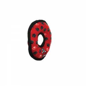 Tuffy JR's RING Red Paw Print 17x2.5cm - Tuff Scale 9 (3 Squeakers)
