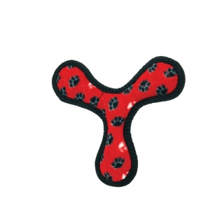 Tuffy JR's BOOMERANG Red Paw Print 20x2.5cm - Tuff Scale 8 (3 Squeakers)