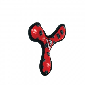 Tuffy JR's BOOMERANG Red Paw Print 20x2.5cm - Tuff Scale 8 (3 Squeakers)