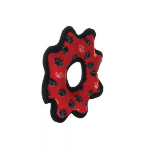 Tuffy JR's GEAR RING Red Paws 20x2.5cm - Tuff Scale 8 (3 Squeakers)