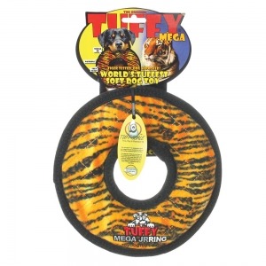 Tuffy MEGA JR RING Tiger 23x3.5cm - Tuff Scale 10 (3 Squeakers)